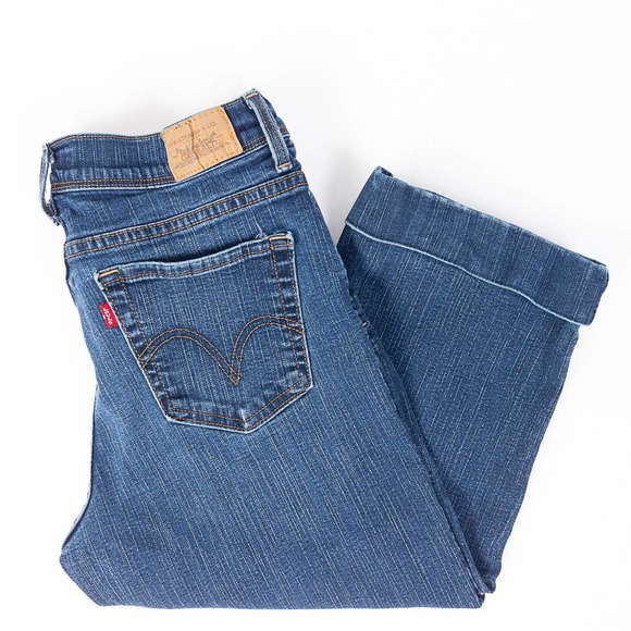 Levi's Denim - Levis 548 Perfectly Slimming Cuffed Capri Womens Jeans Dark Wash Size 8